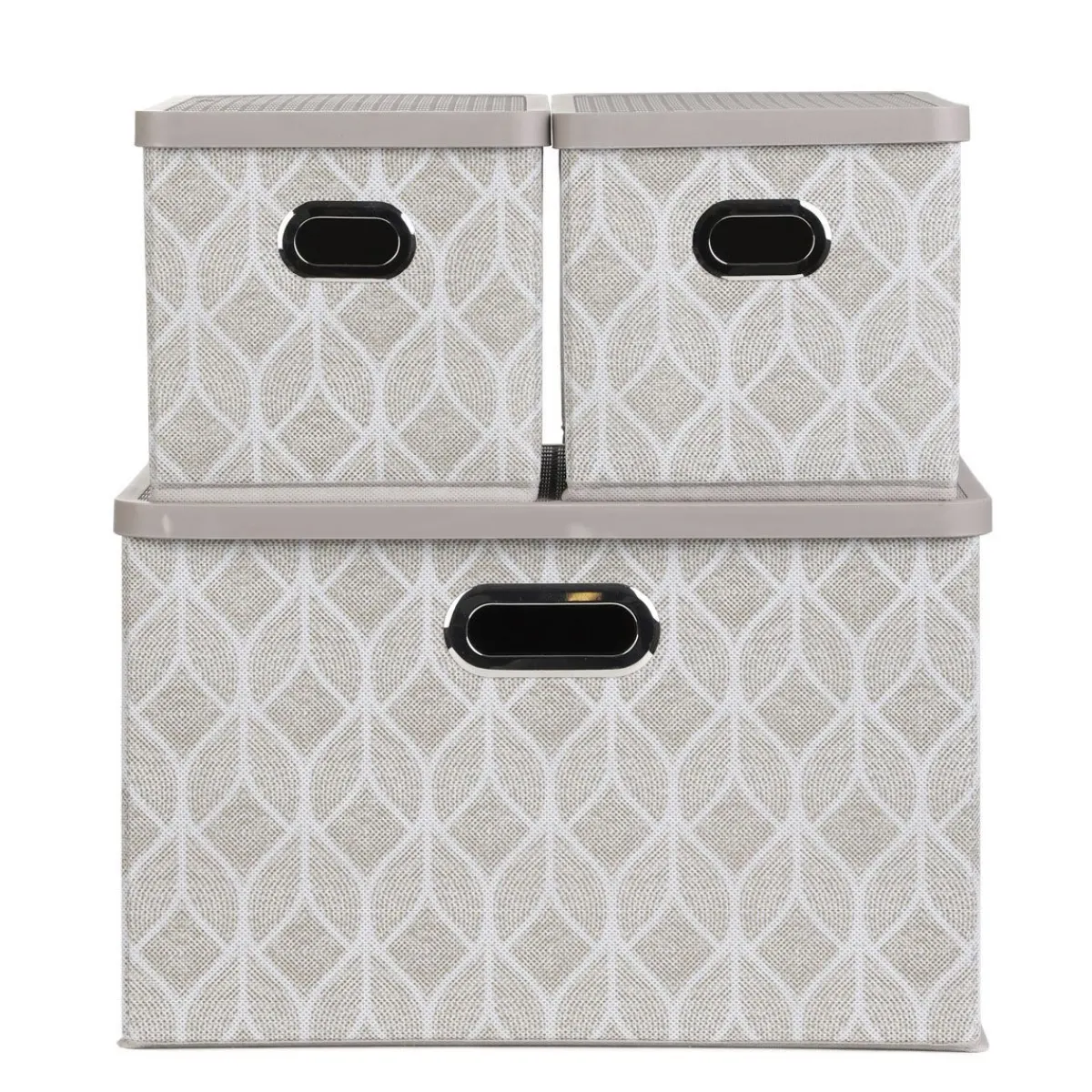 HOMLA Zestaw Koszy Do Przechowywania Nola Bezowych 1X39X27X17 Cm 2X18X26X17 Cm