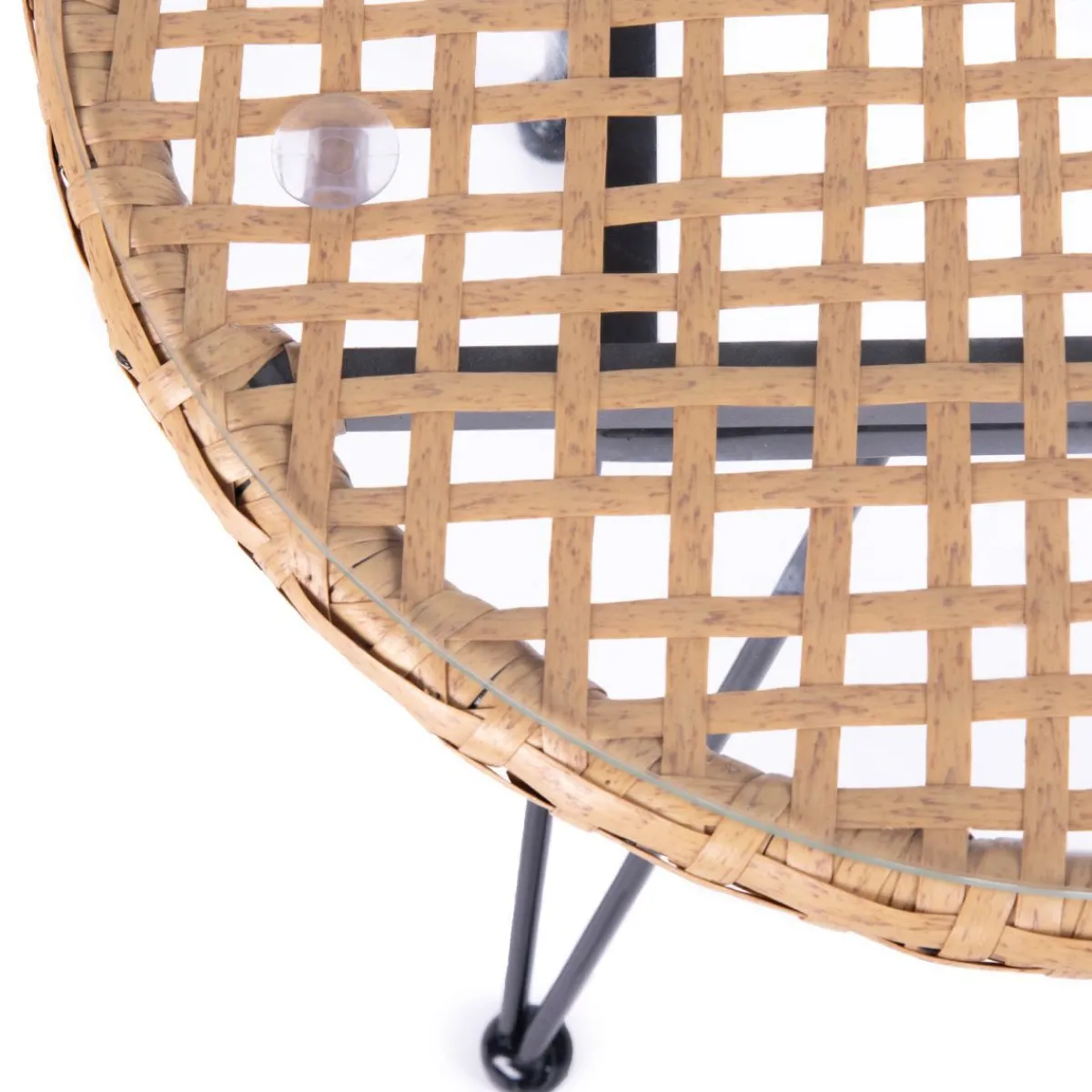 HOMLA Zestaw Mebli Leuca Boho Plecione Naturalne Z Dwiema Poduszkami 3 Szt.