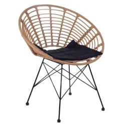 HOMLA Zestaw Mebli Leuca Boho Plecione Naturalne Z Dwiema Poduszkami 3 Szt.