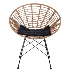 HOMLA Zestaw Mebli Leuca Boho Plecione Naturalne Z Dwiema Poduszkami 3 Szt.