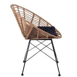 HOMLA Zestaw Mebli Leuca Boho Plecione Naturalne Z Dwiema Poduszkami 3 Szt.