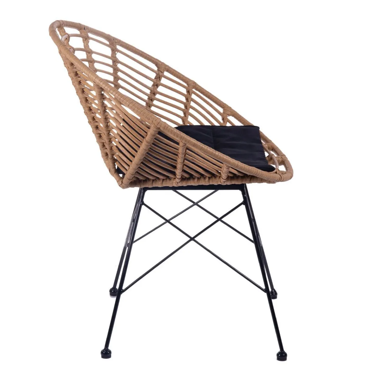 HOMLA Zestaw Mebli Leuca Boho Plecione Naturalne Z Dwiema Poduszkami 3 Szt.