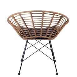 HOMLA Zestaw Mebli Leuca Boho Plecione Naturalne Z Dwiema Poduszkami 3 Szt.