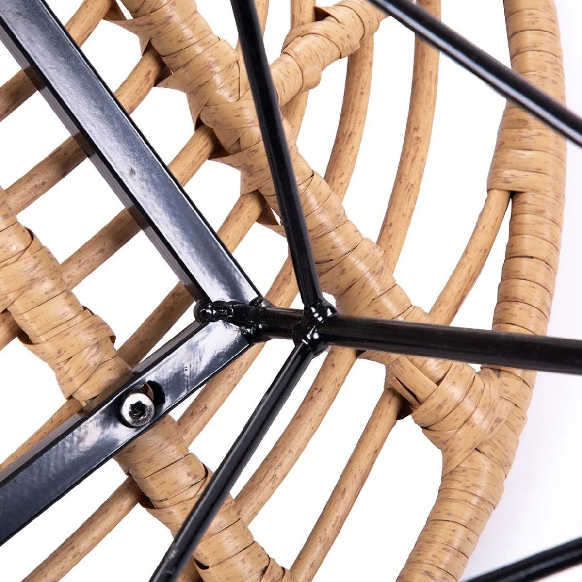 HOMLA Zestaw Mebli Leuca Boho Plecione Naturalne Z Dwiema Poduszkami 3 Szt.