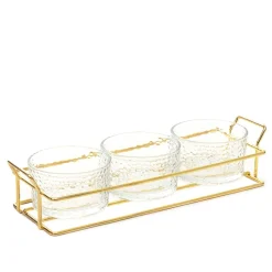 HOMLA Zestaw Miseczek Serene Transparentnych Na Stojaku, 3 Szt. 31 X10 Cm