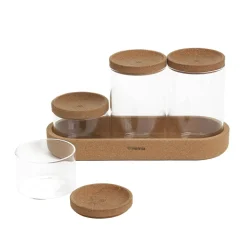 HOMLA Zestaw Pojemnikow Huvud Na Tacce I Z Pokrywkami 4 Szt.