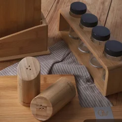 HOMLA Zestaw Przyprawnikow Bambou Bambusowych Na Stojaku 4 Sloiczki 26X7,5 Cm