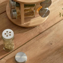 HOMLA Zestaw Przyprawnikow Bambou Na Obrotowym Stojaku - 8 Sloiczkow 15X19 Cm