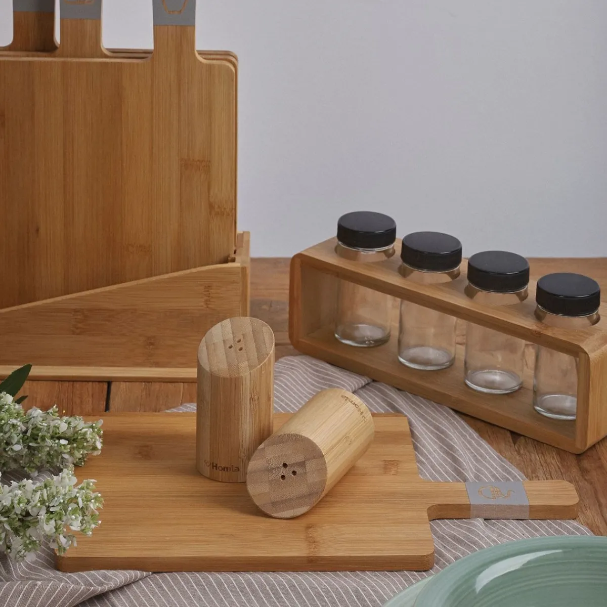 HOMLA Zestaw Przyprawnikow Bambou Bambusowych 2 Szt.