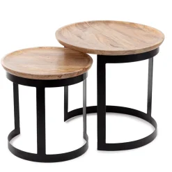 HOMLA Zestaw Stolikow Kawowych Harvey Drewnianych 53X51/43X43 Cm