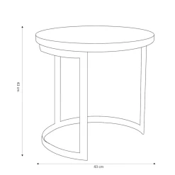HOMLA Zestaw Stolikow Kawowych Harvey Drewnianych 53X51/43X43 Cm