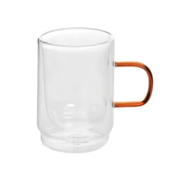 HOMLA Zestaw Szklanek Cembra Retro Z Podwojna Scianka I Bursztynowym Uchem 2 Szt. 0.35