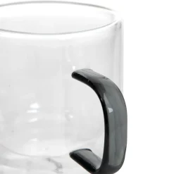 HOMLA Zestaw Szklanek Cembra Retro Z Podwojna Scianka I Zielonym Uchem 2 Szt. 0.32