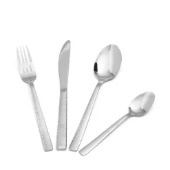 HOMLA Zestaw Sztućców Martello Z Mlotkowana Raczka Srebrne 24 Szt.